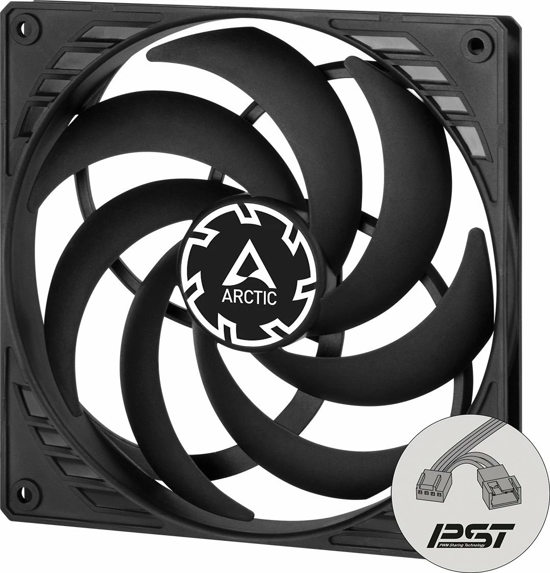 Ventilator kasë Arctic P14 Slim PWM PST ACFAN00268A 140mm 16mm 4-pin PWM i zi (1 copë)