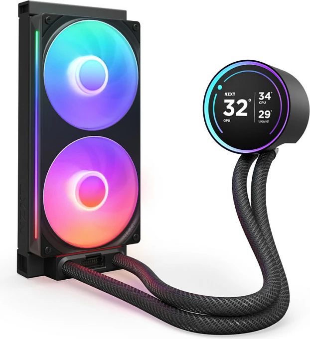 Ftohës i lëngshëm AIO për CPU NZXT Kraken Elite V2 240 RGB, me ekran LCD, 2x120mm, i zi