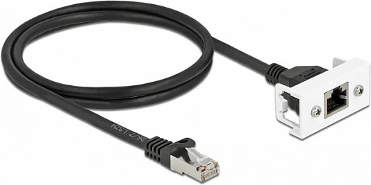 Kabllo rrjeti DeLOCK Easy 45 Cat6a, RJ45 mashkull në RJ45 femër, 1 m, S/FTP, zezë/bardhë