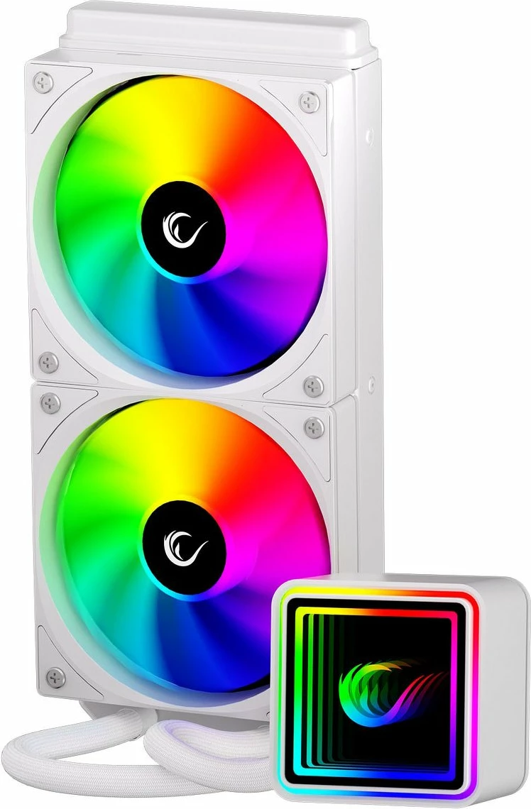 Ftohës uji AIO Rampage INFINITE V240 240mm ARGB 2x120mm, i bardhë