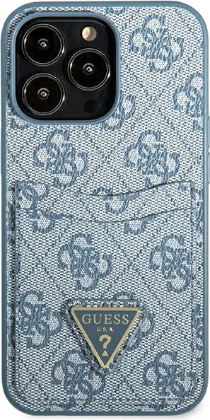 Mbështjellës Guess 4G Triangle Logo me xhepa për kartela, për iPhone 13/13 Pro, Blu
