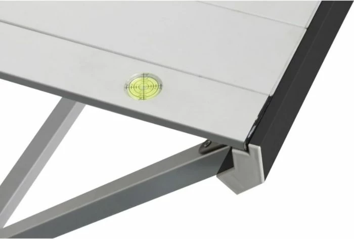 Tavolinë kampingu BRUNNER Titanium Axia 2 0406097N, alumini, e palosshme, lartësi e rregullueshme, 106x62x72 cm, deri 30 kg, gri/zezë