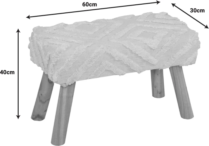 Karrige për bar Shep Inart, pambuk 100%, ngjyrë e bardhë, dru eukaliptusi, 60x30x40cm
