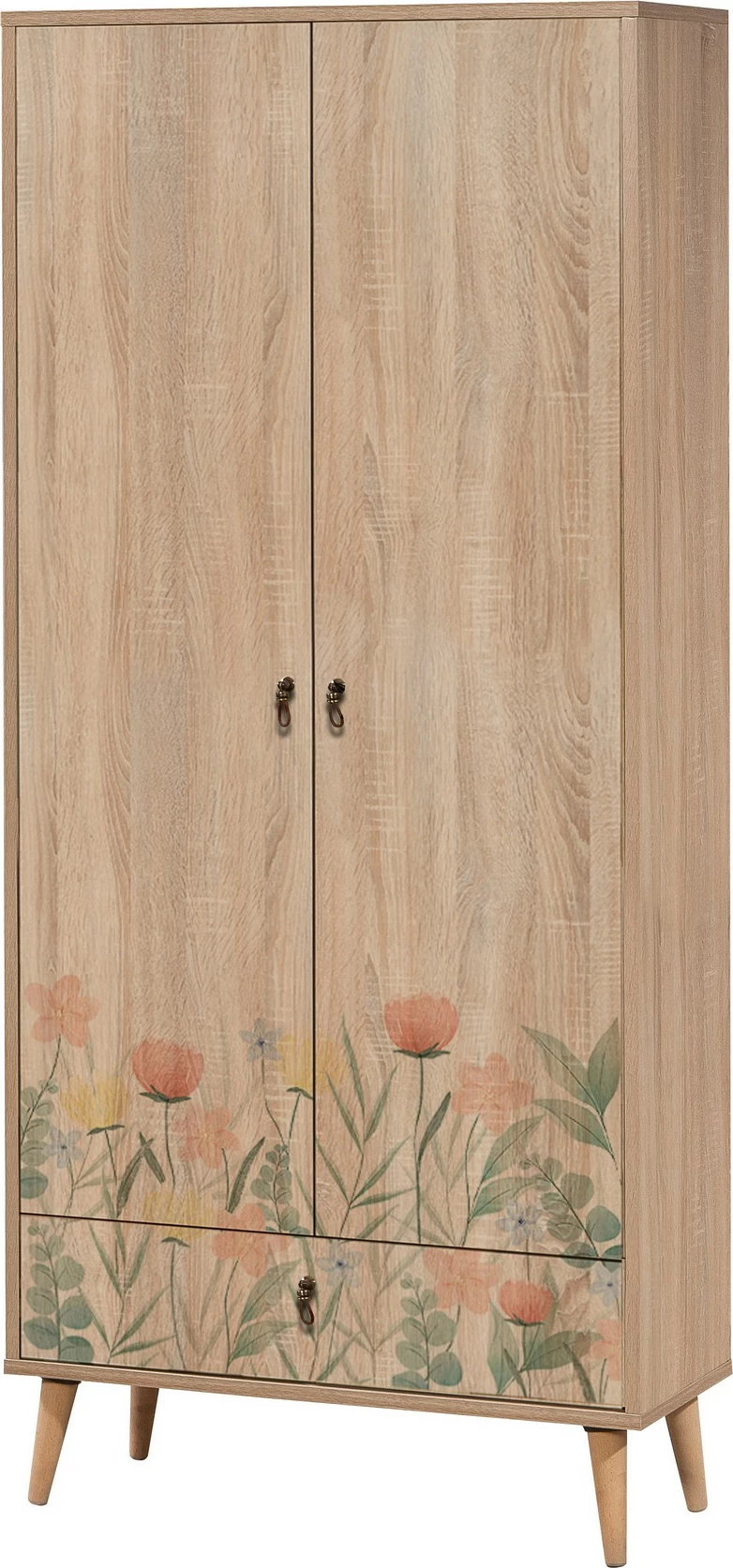 Gardërobë Skye Decor City Tulip, shumëngjyrëshe, me këmbë druri, 80x190x45cm