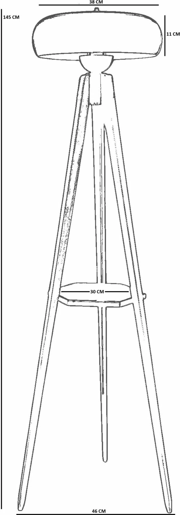 Llambë dyshemeje Opviq, 8932-2, dru dhe metal, ngjyrë e zezë dhe arre
