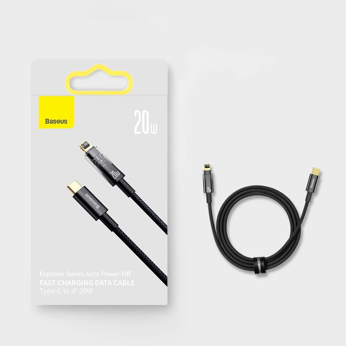 Kabllo Baseus Explorer USB-C në Lightning, 1m, 20W, Kaltër