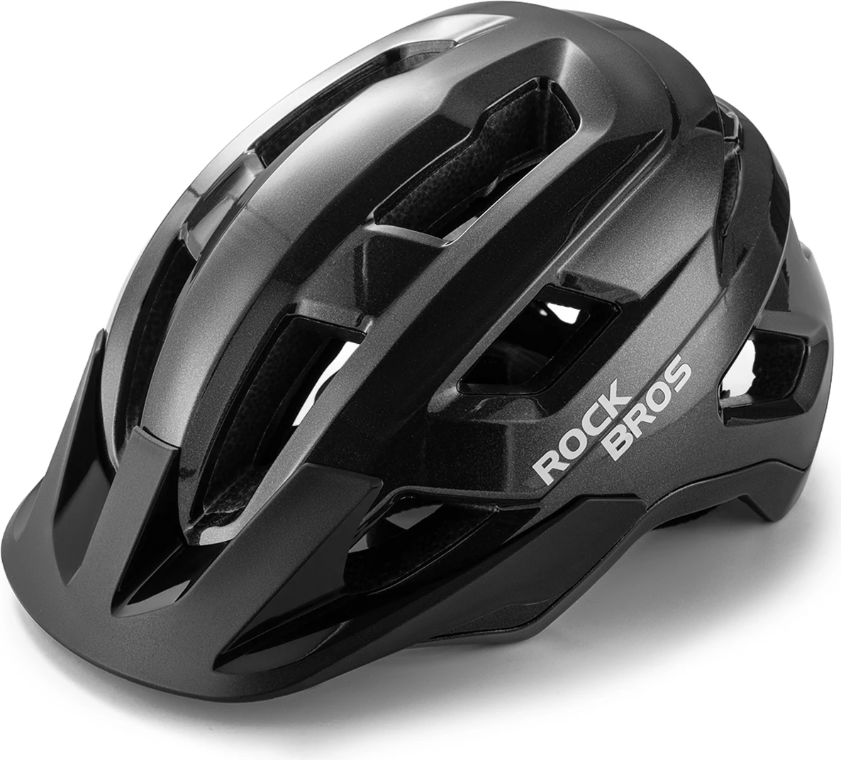 Helmë biçiklete Rockbros LK-67, 54-58 cm, me vizor të heqshëm, e zezë