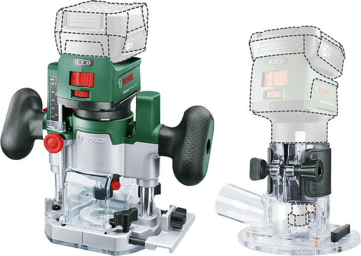 Frezë akumulatori Bosch AdvancedTrimRouter 18V-8 Combi Set, 18V Li-Ion, pa bateri dhe karikues, jeshile/zezë