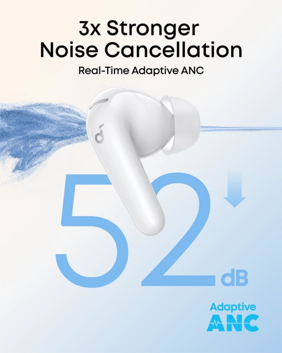 Kufje ANKER Soundcore R60i NC wireless, ANC -52 dB, Hi-Res LDAC, Bluetooth 6.1, IP55, të bardha, me kuti karikimi