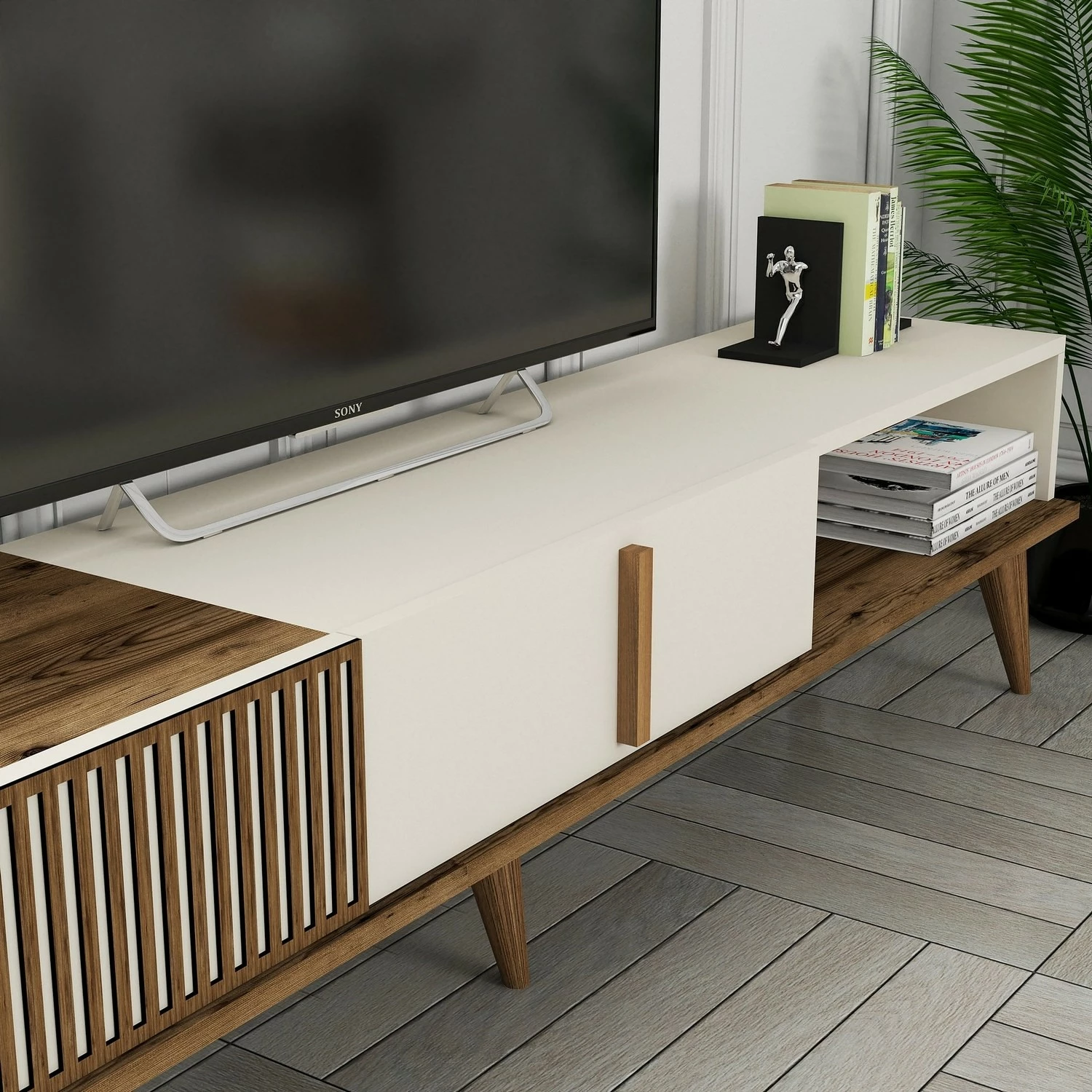 Komodë TV Hanah Home, Milan Alt, ngjyrë arre dhe krem