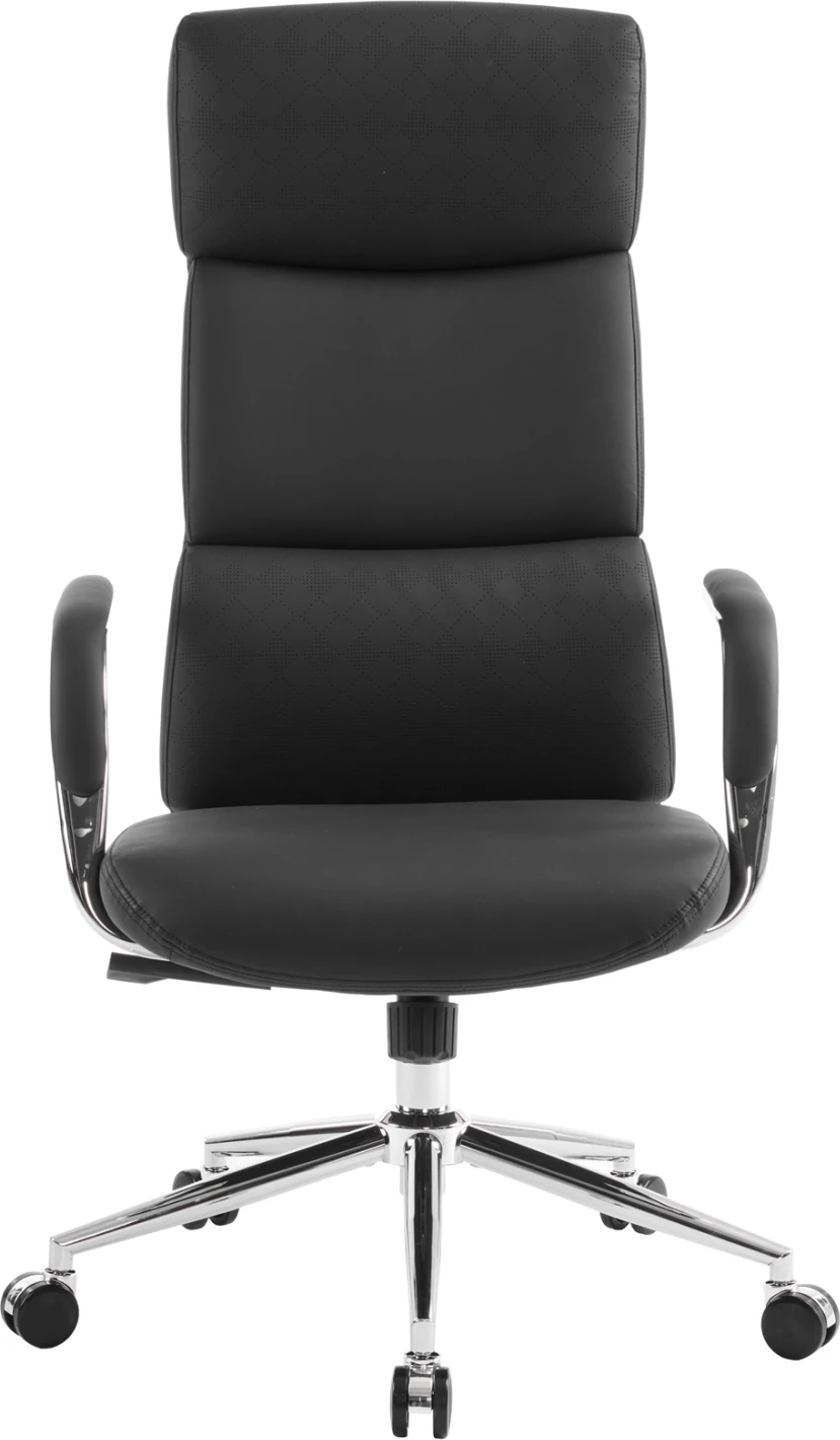 Karrige zyre MEITE FH18353.01, lëkurë sintetike e zezë, bazë kromi, 66x71x127cm