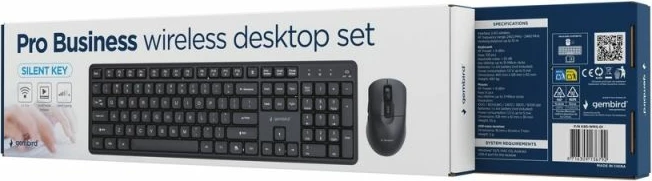 Tastierë dhe mi wireless Gembird Silent Key Pro Business, të zeza, set
