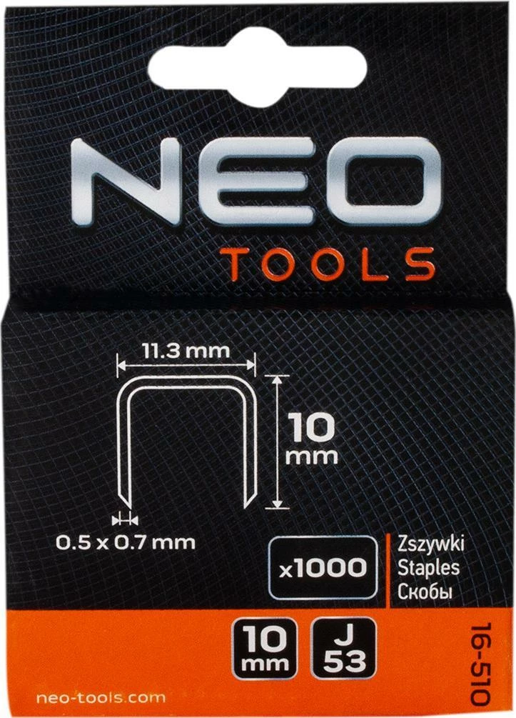 Kapëse Neo Type J 10 mm 1000 copë, galvanizuar