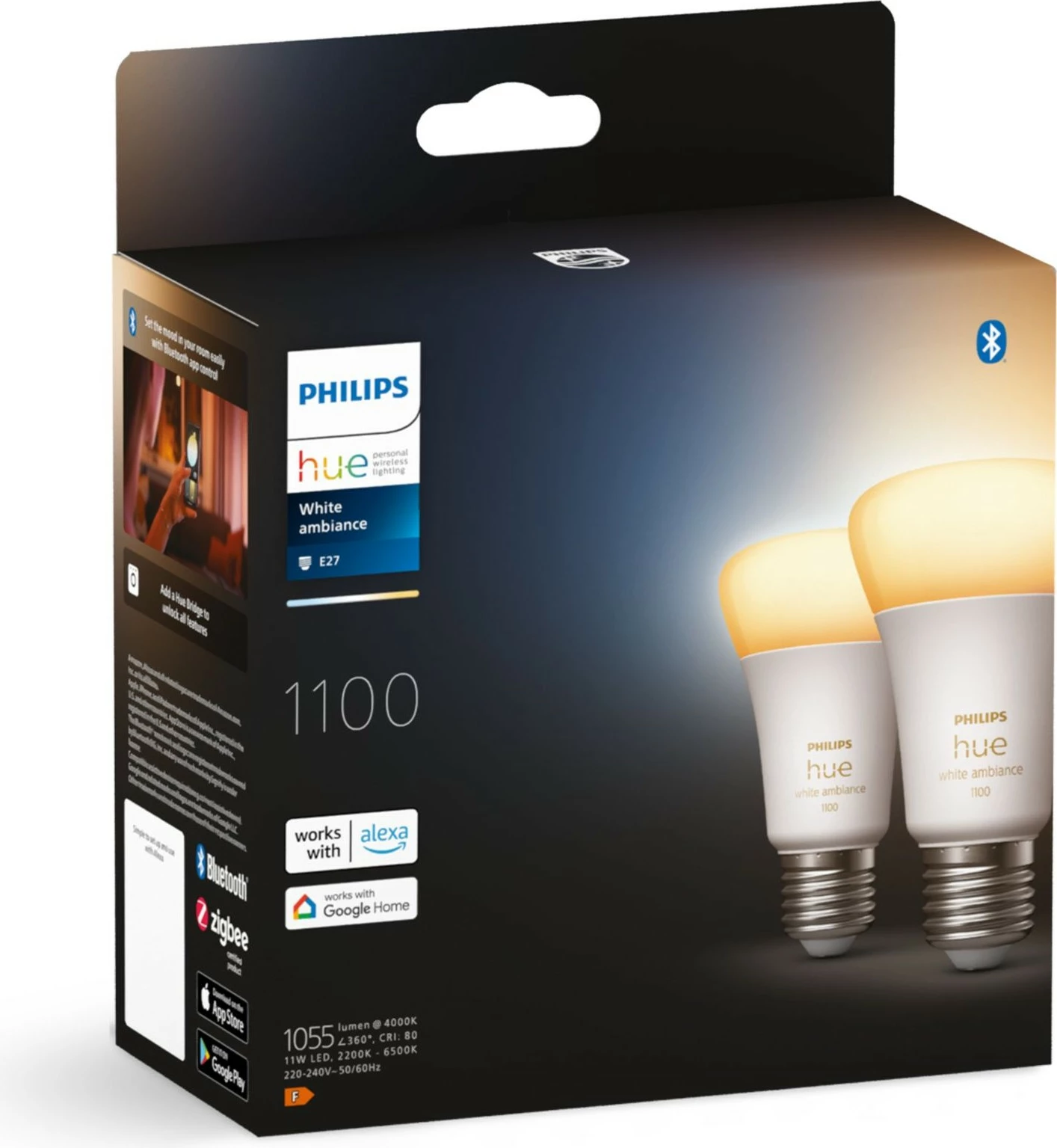 Llambë smart Philips Hue White ambience A60 E27, LED, 1100 lm, Bardhë