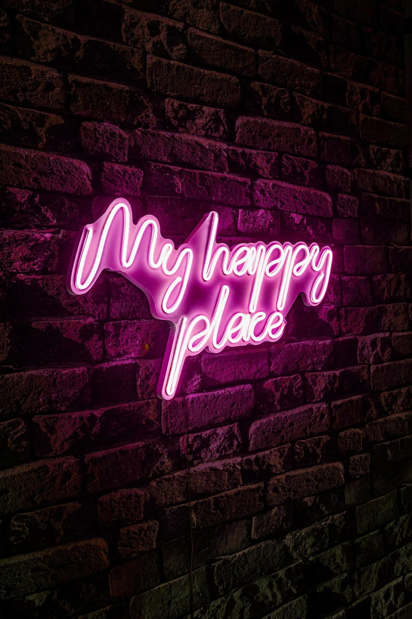 Dritë dekorative LED në mur, 'My happy place', plastikë, ngjyrë rozë