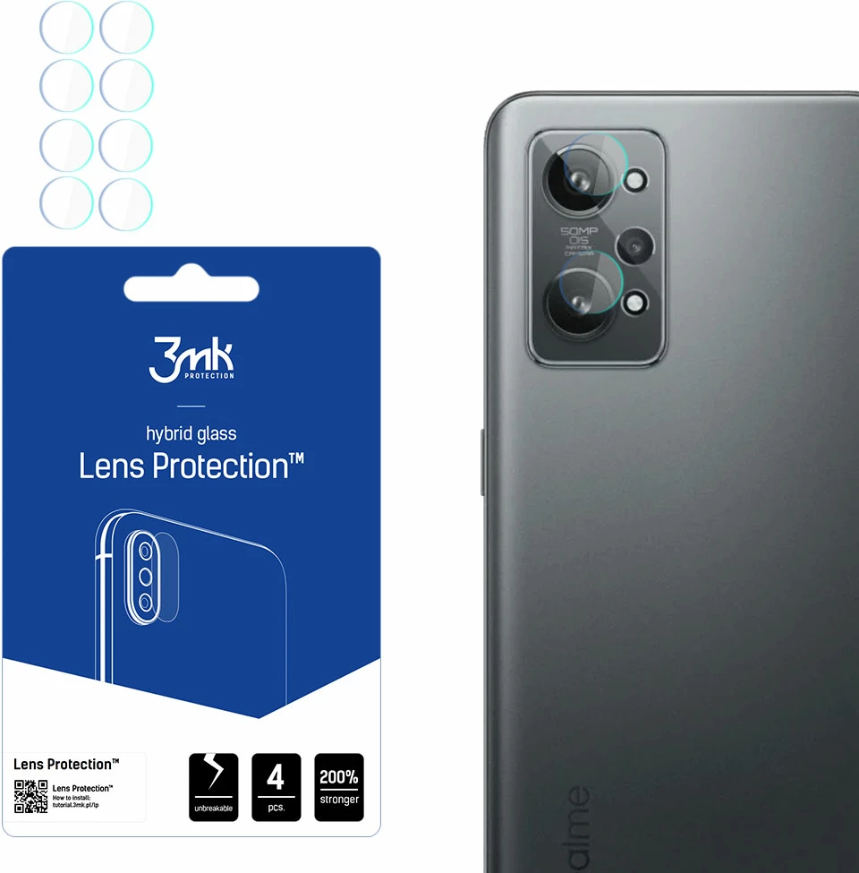Xham mbrojtës lente kamere 3mk Lens Protection Hybrid për Realme GT 2 5G, 4 copë