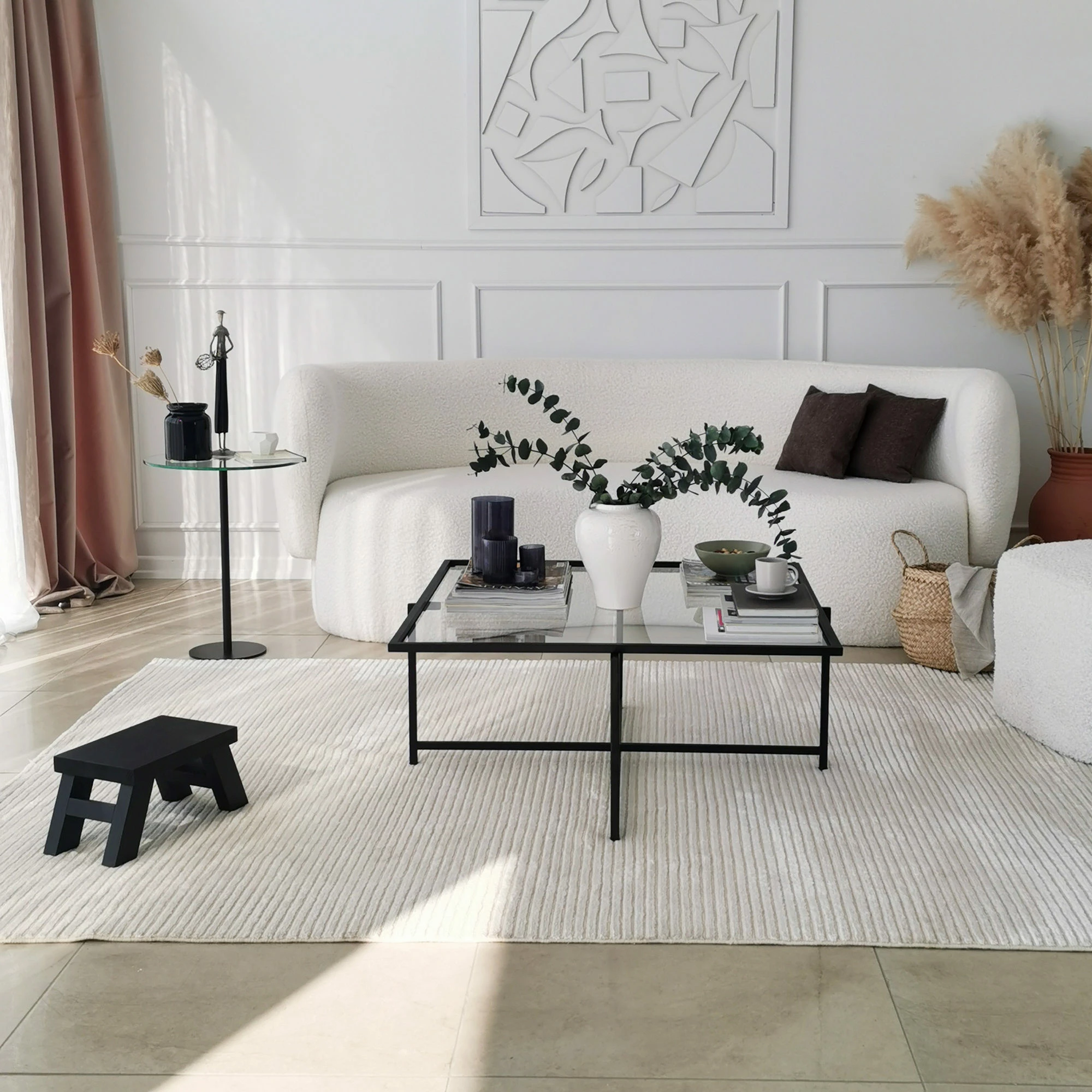 Tavolinë kafeje Hanah Home, Sun S409, ngjyrë e zezë, 85x85x35cm