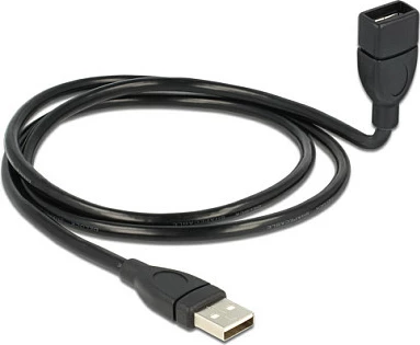 Kabllo zgjatëse USB DeLOCK USB 2.0, 1m, USB-A mashkull në USB-A femër, ShapeCable, e zezë