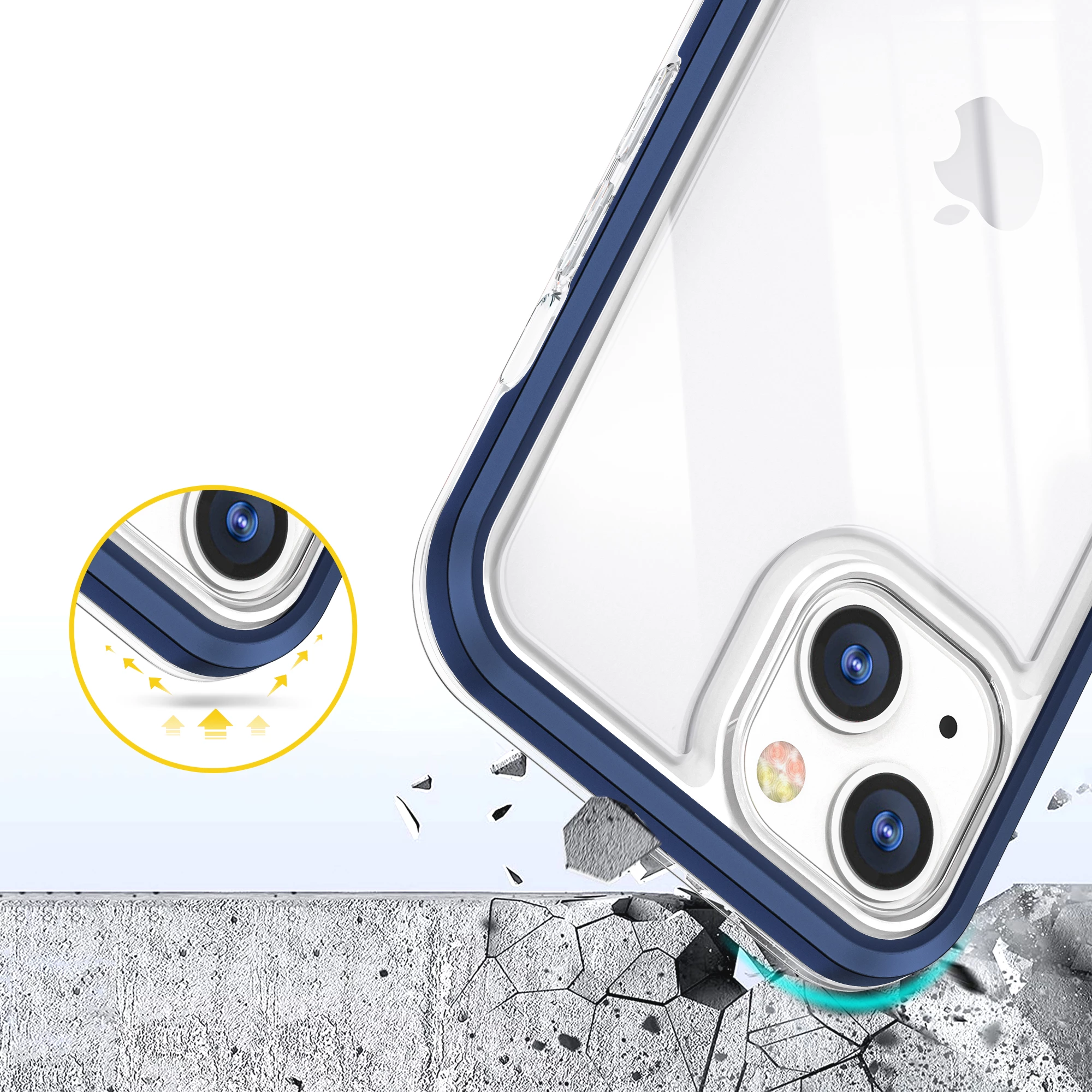 Mbështjellës Hurtel Hybrid Armor Clear 3 in 1 për iPhone 13, Kaltër/Transparent