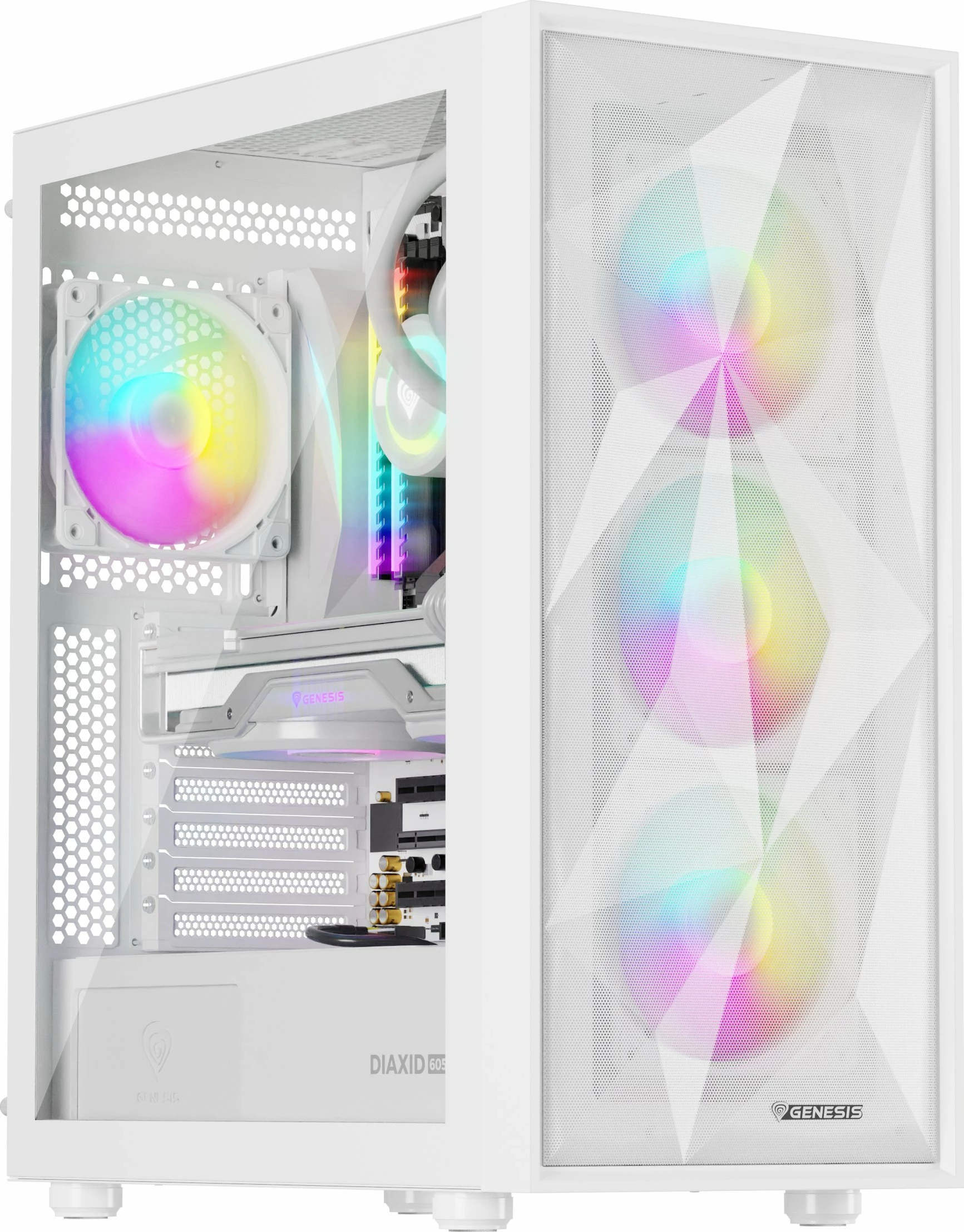 Kasë GENESIS Diaxid 605 ARGB (NPC-2173) Midi Tower ATX/microATX/Mini-ITX USB-C, e bardhë