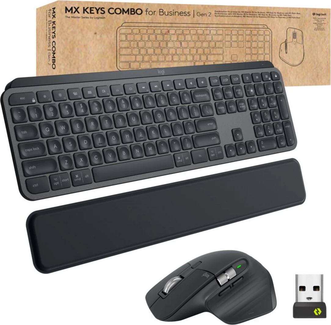 Set maus dhe tastierë, Logitech, MX Keys Combo for Business Gen 2 920-010926, wireless, GER layout, madhësi standarde, e zezë, set
