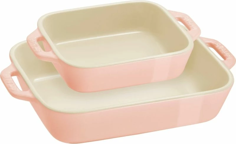 Set pjatash drejtkëndëshe STAUB, 2 copë, rozë e çelur