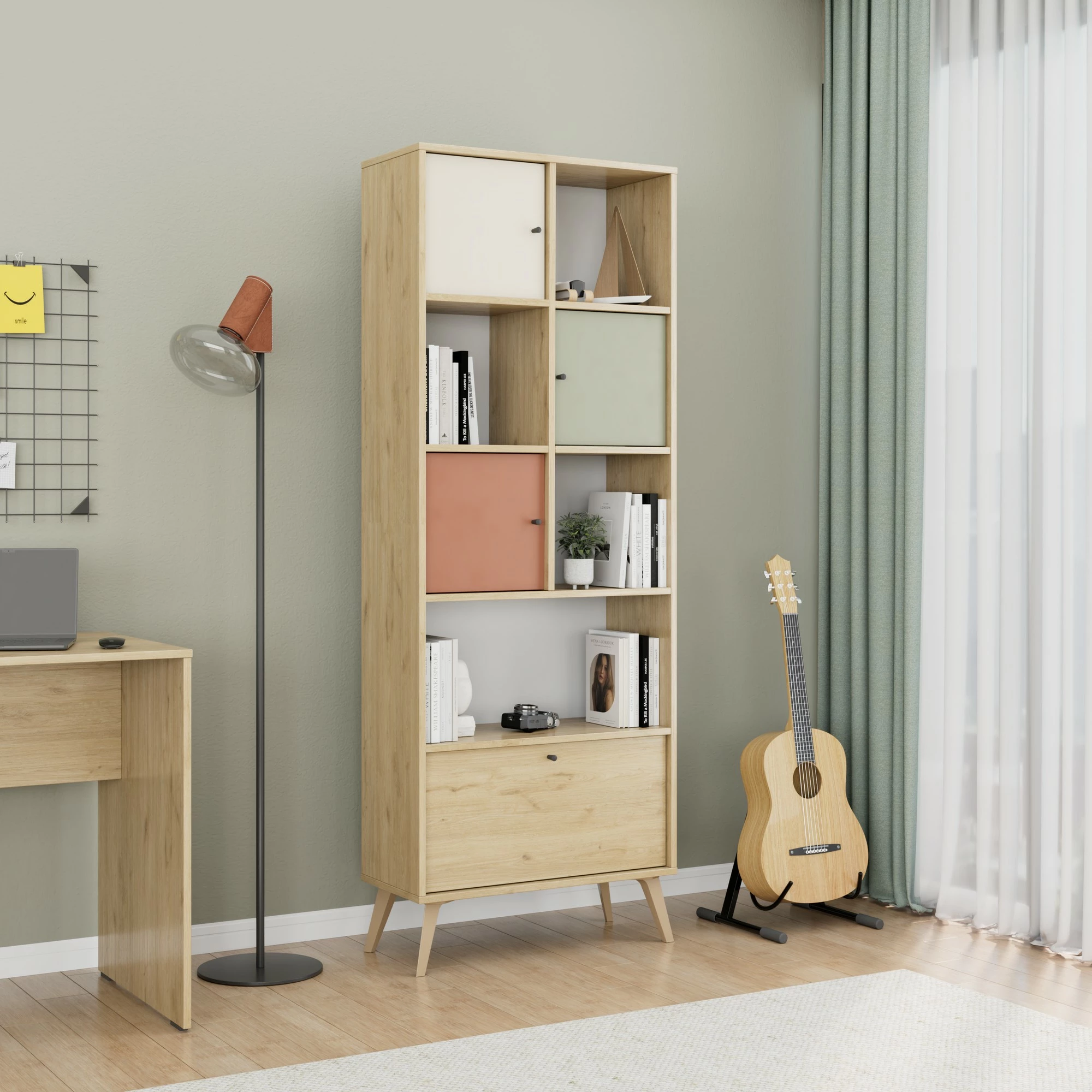 Raft librash Hanah Home, Tkt-931-Fx-1, shumëngjyrësh