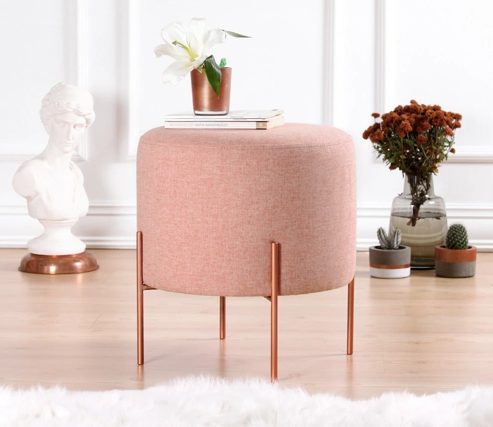 Puf bohem rozë, këmbë bakri, 44 - Pink