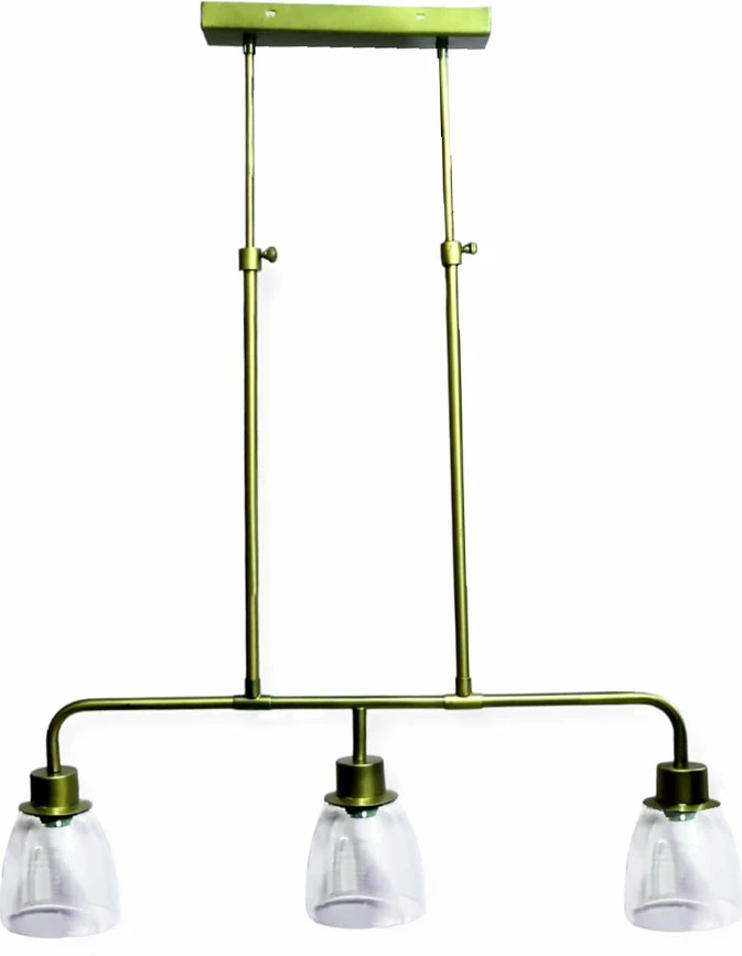 Llambë tavani Cloche, hekur ngjyrë ari antik, xham transparent, 90x17x90cm