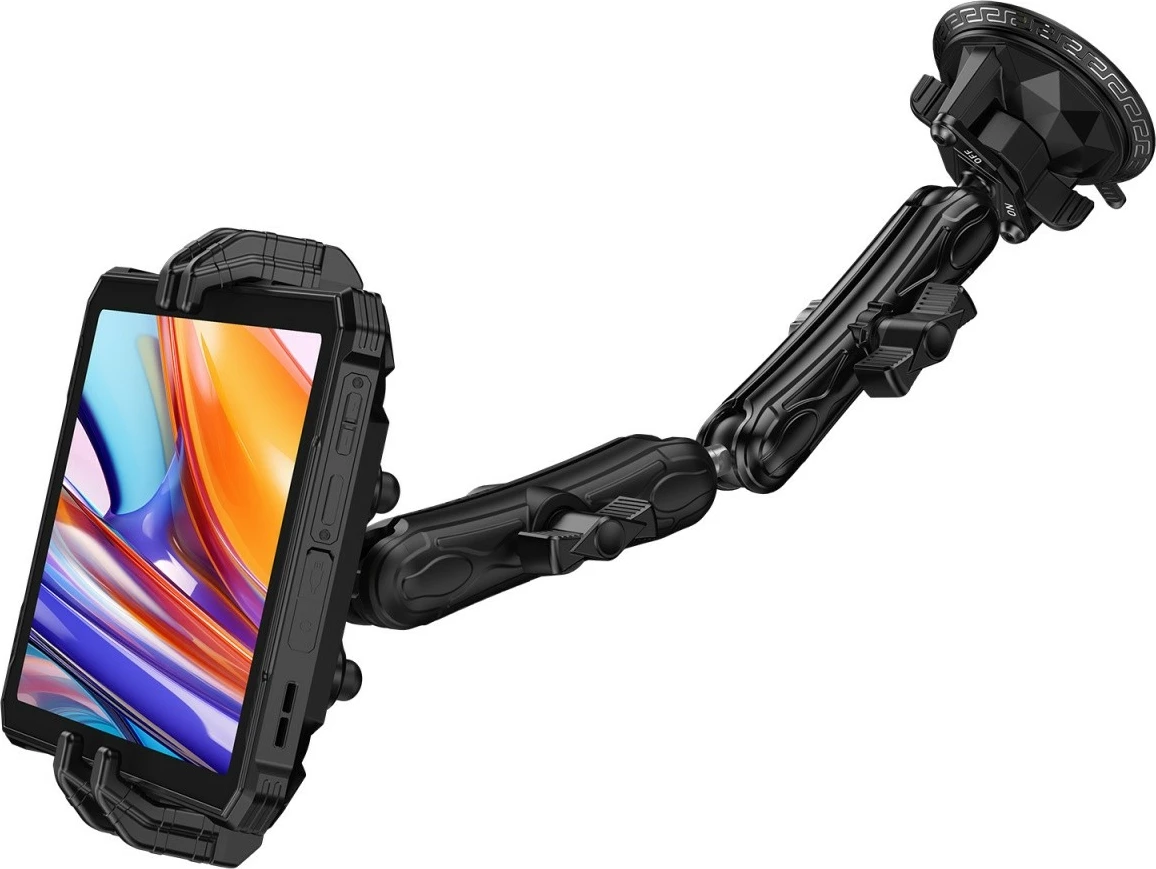Mbajtëse makinës për tablet/telefon, Ulefone Armor Mount Max UF-AMMAX, kapëse vakumi 360° me krah teleskopik, alumini, pajtueshmëri universale, e zezë