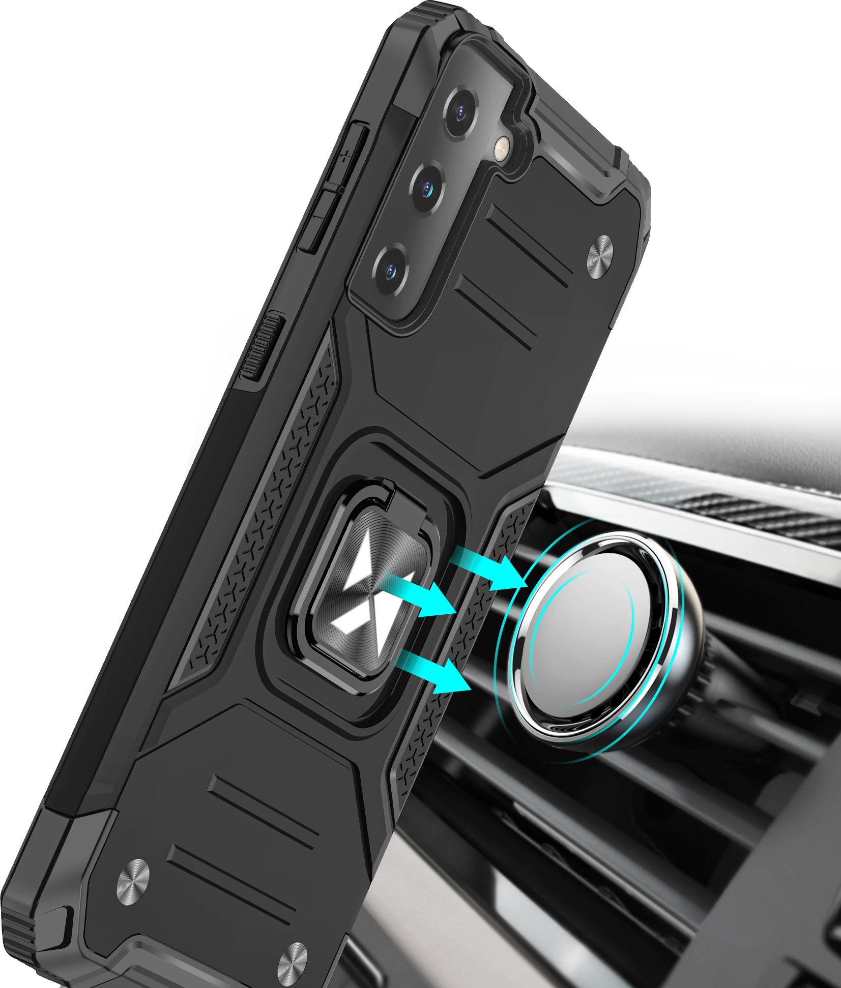 Mbështjellës Wozinsky Ring Armor për Samsung Galaxy S22+, me mbajtëse gishti dhe qëndrim, Blu