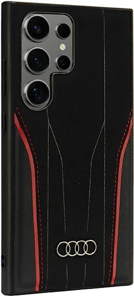 Mbështjellës Audi Genuine Leather MagSafe për Samsung Galaxy S24 Ultra, lëkurë natyrale/TPU, zi-kuqe