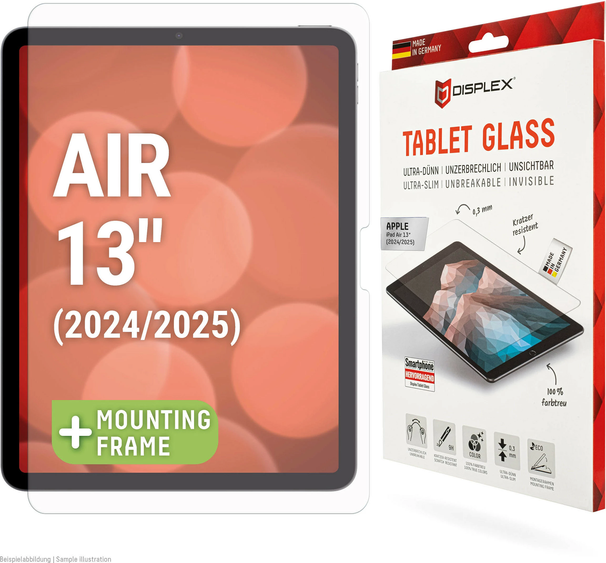 Xham mbrojtës Displex Tablet Glass për iPad Air 13" (2024/2025), 9H, me kornizë montimi, transparent