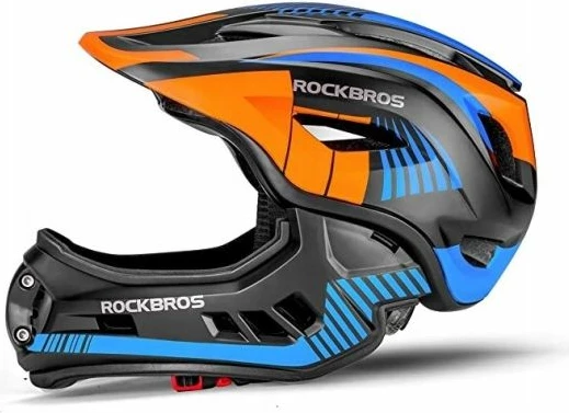 Helmetë biçiklete për fëmijë Rockbros, portokalli-kaltër-zi