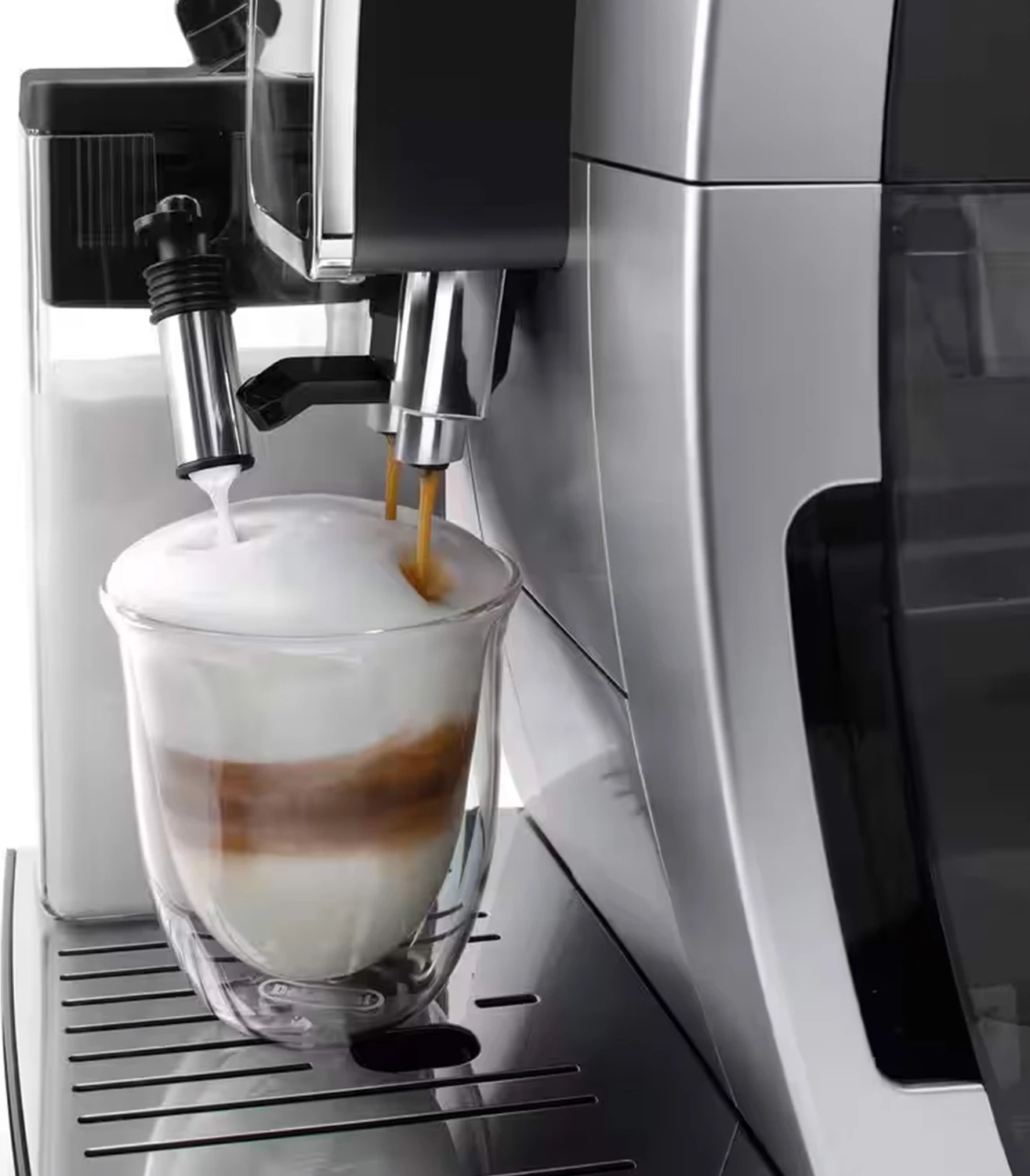 Makine kafeje automatike DeLonghi Dinamica Plus ECAM380.85.SB 15 bar 1.8 L 300 g display me prekje argjend/e zezë