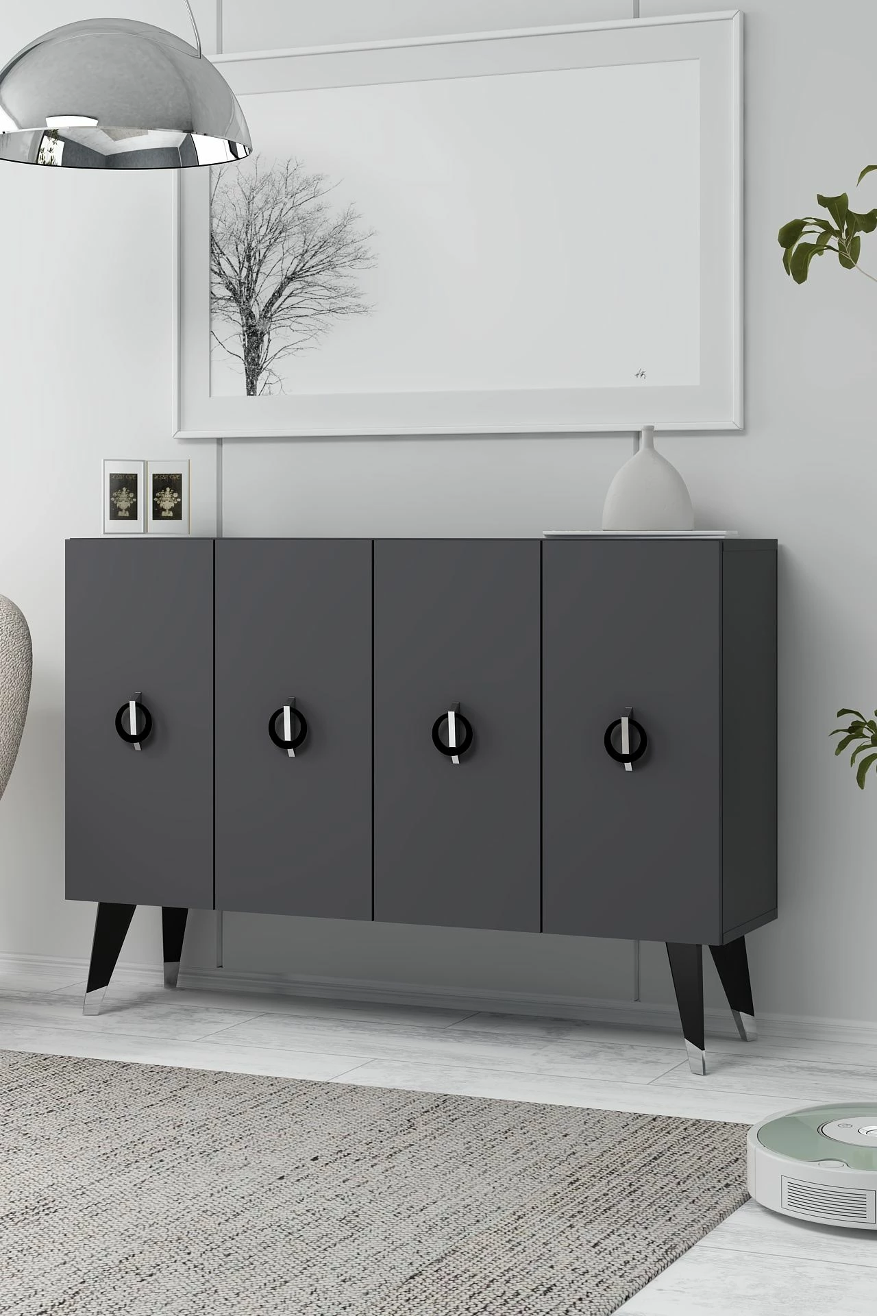 Konsol Skye Decor, antracit, e zezë, argjend, 8183KM-32