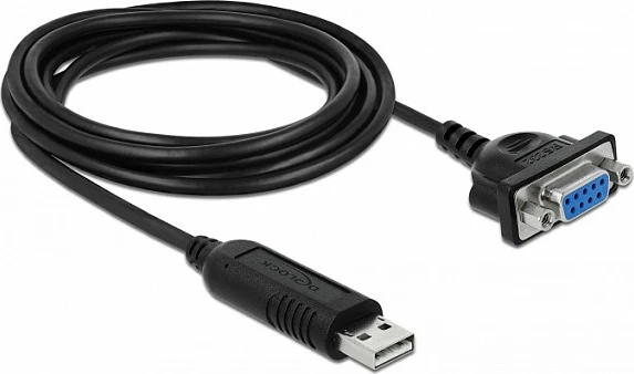 Adapter kabllo DeLOCK 66281 USB-A në RS-232, 1.8 m, e zezë