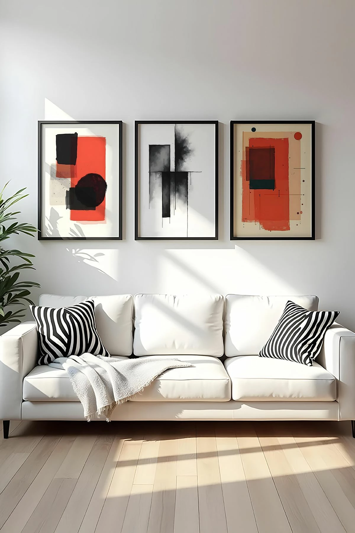 Pikturë dekorative me kornizë MDF (3 copë), Wallity, Huhu428, 50x35cm