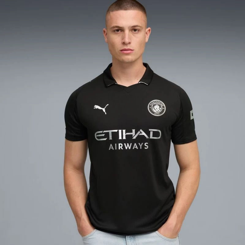 Fanellë futbolli Puma Manchester City për meshkuj, e zezë [Madhësia: S]
