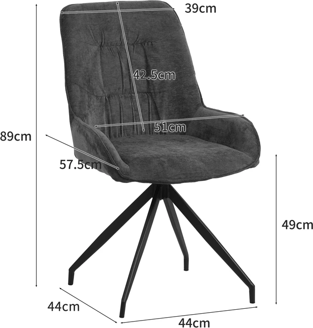 Kadeira rrotulluese, pëlhurë bezhë, këmbë metalike të zeza, 57.5x51x89