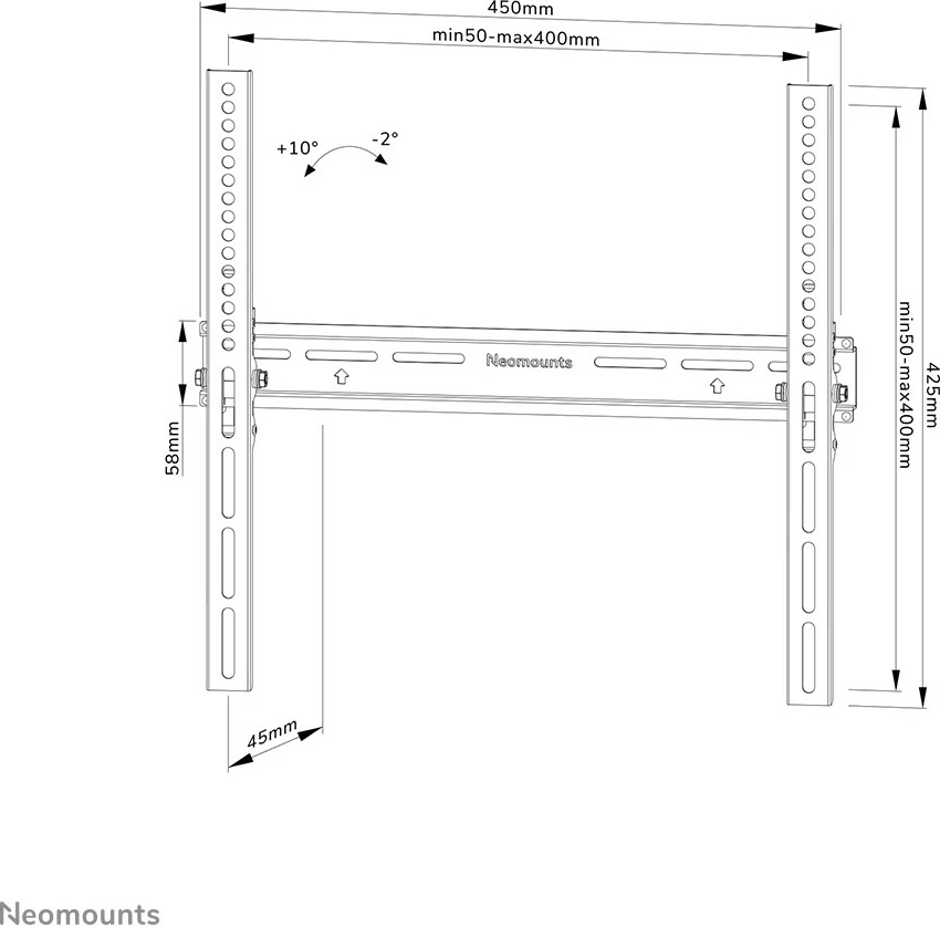 Mbajtëse muri për TV Newstar WL35-350BL14, 32-65 inç, rregullim pjerrësie, e zezë