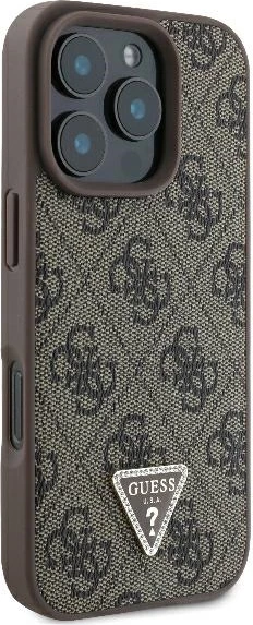 Mbështjellës Guess Crossbody 4G Metal Logo për iPhone 16 Pro, Kafe