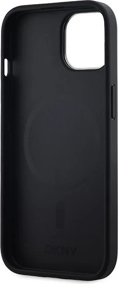 Mbështjellës DKNY Leather Checkered Mono Pattern MagSafe për iPhone 15/14/13, e zezë