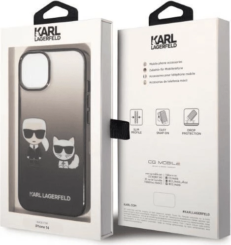 Mbështjellës KARL LAGERFELD KLHCP14STGKCK për iPhone 14 Plus, full body, mbrojtje kundër goditjeve, gradient black