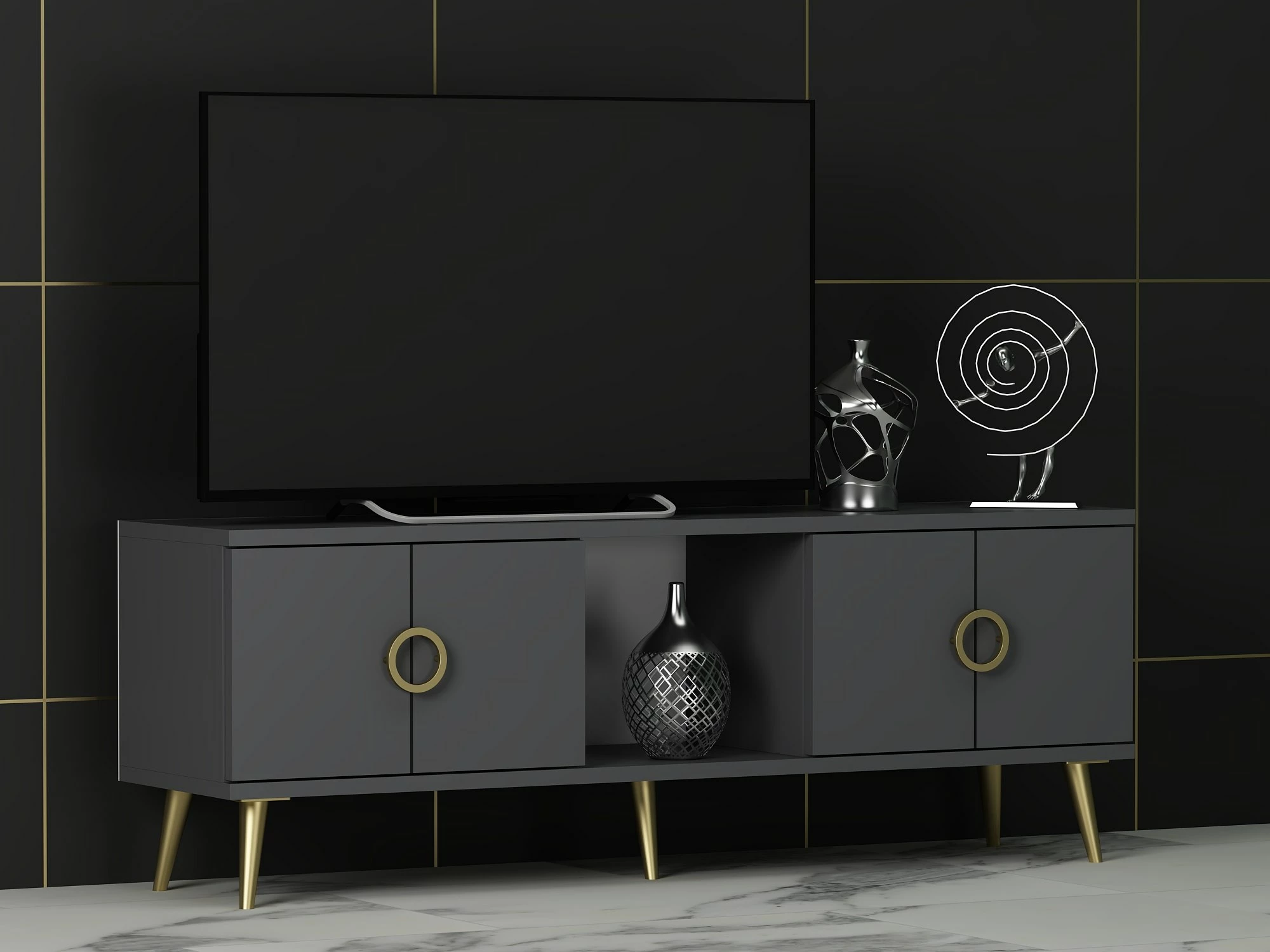 Komodë TV Hanah Home, Cey, ngjyrë antracit