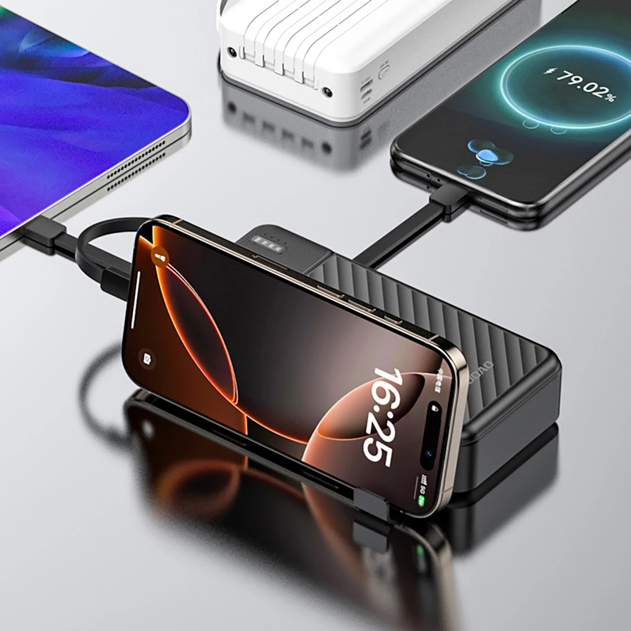 Powerbank Dudao K11 Pro 20000mAh me kabllo të integruara, e zezë