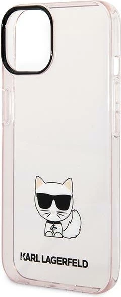 Mbështjellës Karl Lagerfeld Choupette Body për iPhone 14 Plus / 15 Plus, Transparent, Rozë