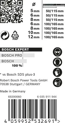 Set sfurqesh Bosch EXPERT Hammerbohrer SDS plus-7X 7 copë, karbid, me kuti