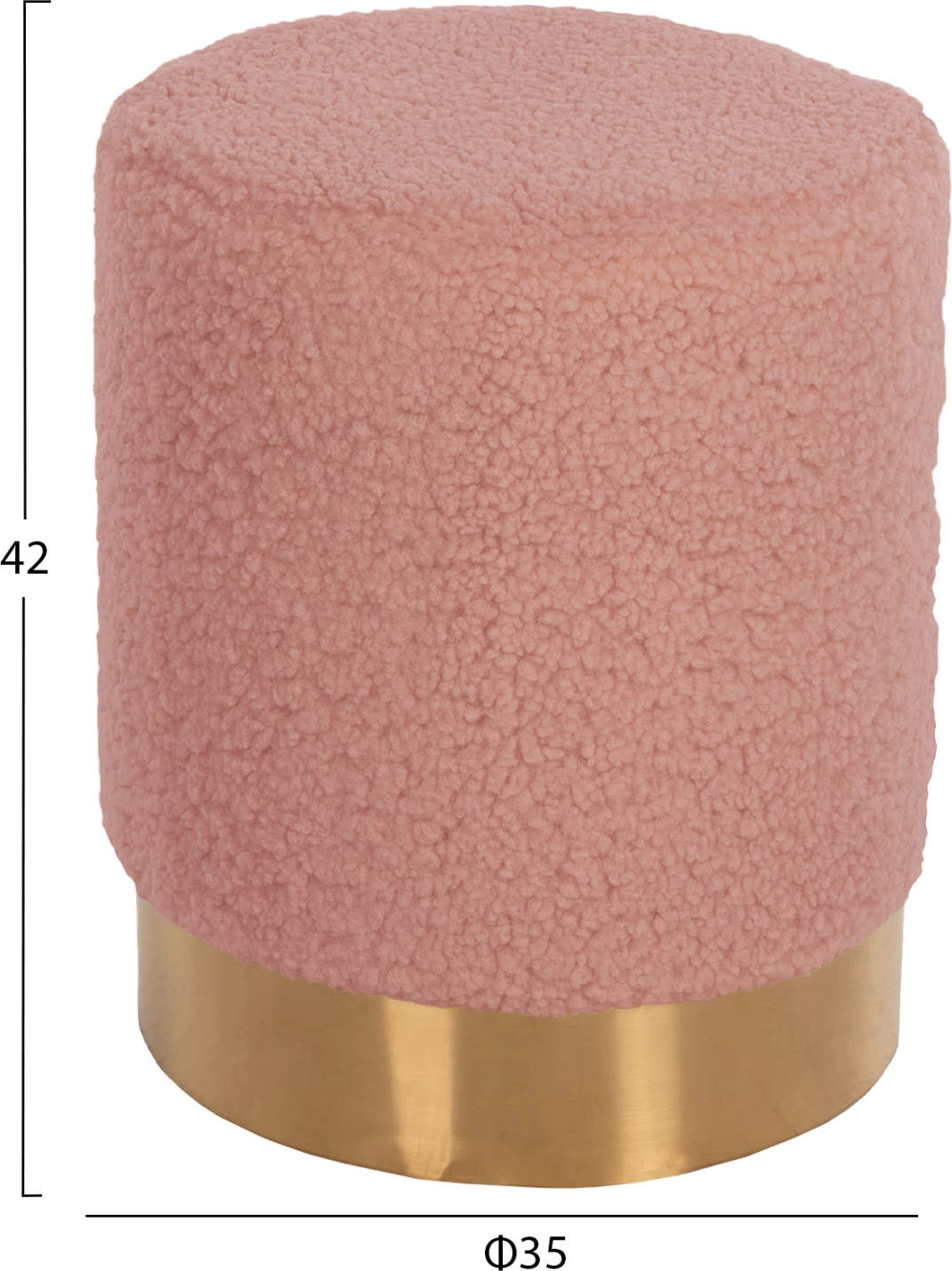 Karrige për bar LEVY, pëlhurë boucle, ngjyrë rozë e zbehtë, bazë e artë, Φ35x42H cm