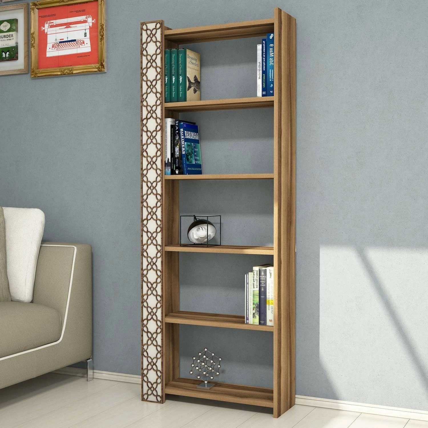 Raft librash Hanah Home, City, ngjyrë arre dhe krem